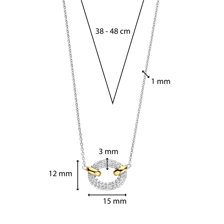 Ti Sento Yellow Gold Plated Cubic Zirconia Oval Link Necklace