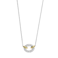 Ti Sento Yellow Gold Plated Cubic Zirconia Oval Link Necklace - Michael Jones Jeweller