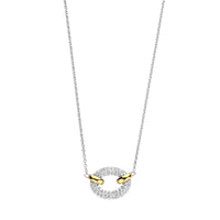 Ti Sento Yellow Gold Plated Cubic Zirconia Oval Link Necklace