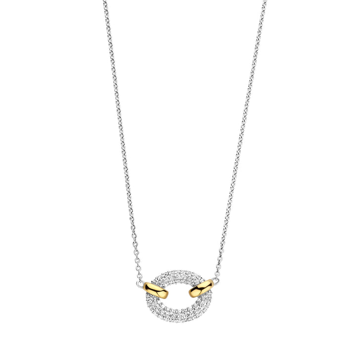 Ti Sento Yellow Gold Plated Cubic Zirconia Oval Link Necklace