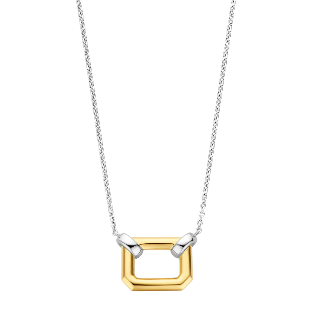 Ti Sento Yellow Gold Plated Pavé Cubic Zirconia Octagonal Link Necklace - Michael Jones Jeweller