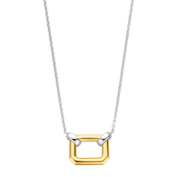 Ti Sento Yellow Gold Plated Pavé Cubic Zirconia Octagonal Link Necklace