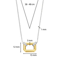 Ti Sento Yellow Gold Plated Pavé Cubic Zirconia Octagonal Link Necklace