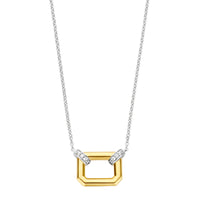 Ti Sento Yellow Gold Plated Pavé Cubic Zirconia Octagonal Link Necklace - Michael Jones Jeweller