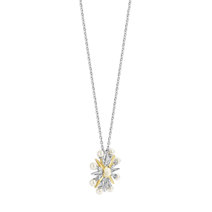 Ti Sento Yellow Gold Plated Cubic Zirconia Pearl White Star Necklace - Michael Jones Jeweller