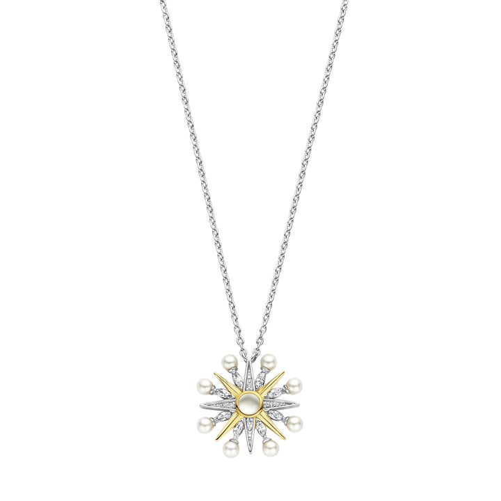 Ti Sento Yellow Gold Plated Cubic Zirconia Pearl White Star Necklace - Michael Jones Jeweller