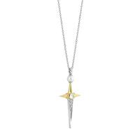 Ti Sento Yellow Gold Plated Mother of Pearl White and Cubic Zirconia Cross Necklace - Michael Jones Jeweller