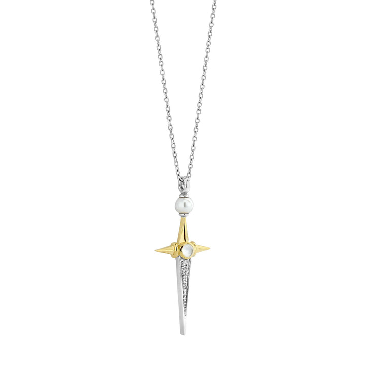 Ti Sento Yellow Gold Plated Mother of Pearl White and Cubic Zirconia Cross Necklace - Michael Jones Jeweller