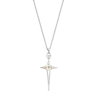 Ti Sento Yellow Gold Plated Mother of Pearl White and Cubic Zirconia Cross Necklace - Michael Jones Jeweller
