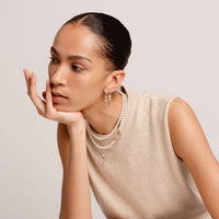 Ti Sento Yellow Gold Plated Mother of Pearl White and Cubic Zirconia Cross Necklace - Michael Jones Jeweller