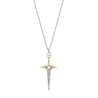 Ti Sento Yellow Gold Plated Mother of Pearl White and Cubic Zirconia Cross Necklace - Michael Jones Jeweller