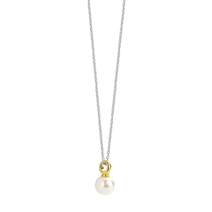Ti Sento Yellow Gold Plated Synthetic Pearl Drop Necklace