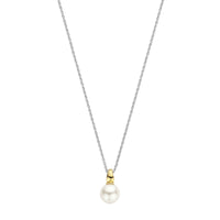 Ti Sento Yellow Gold Plated Synthetic Pearl Drop Necklace - Michael Jones Jeweller