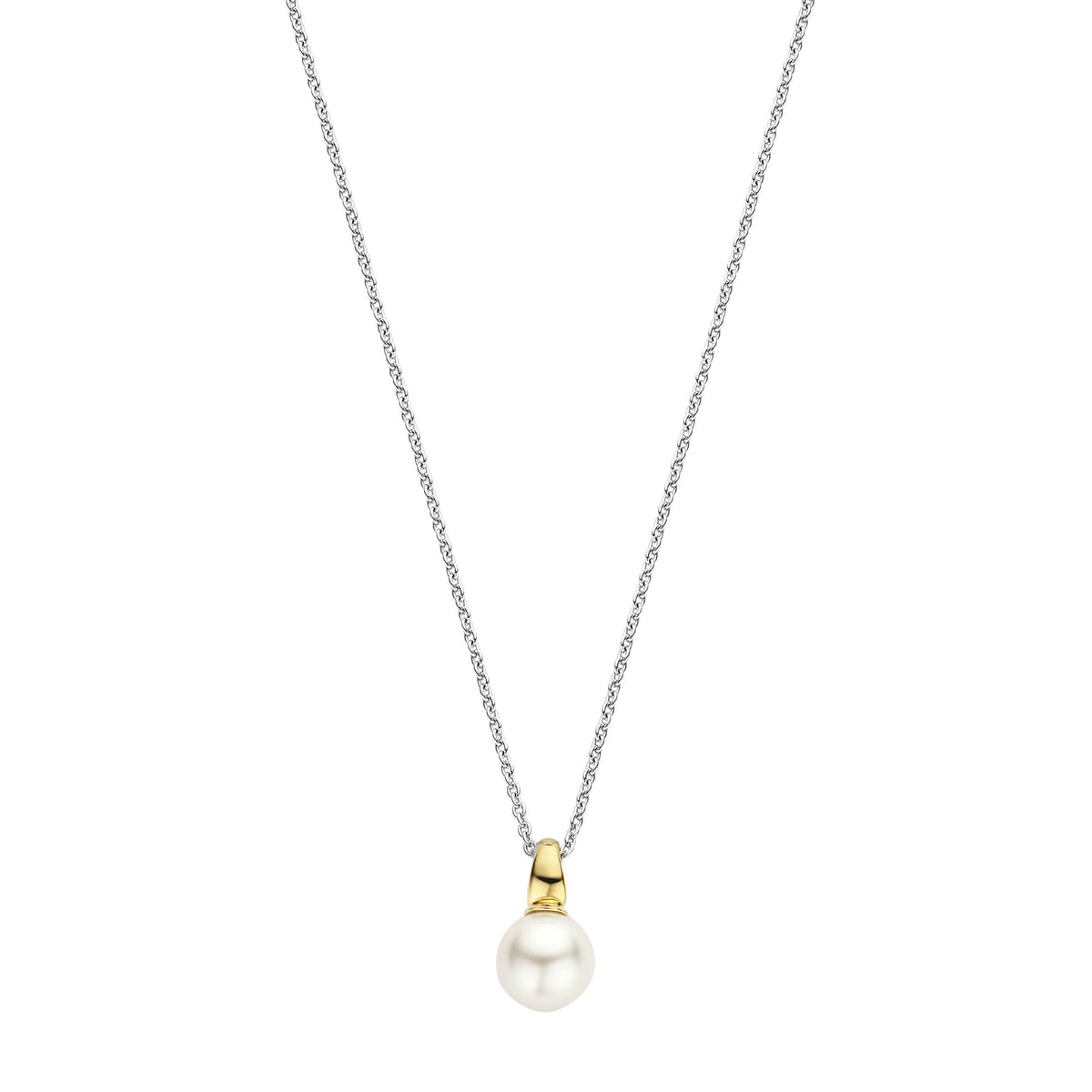 Ti Sento Yellow Gold Plated Synthetic Pearl Drop Necklace - Michael Jones Jeweller