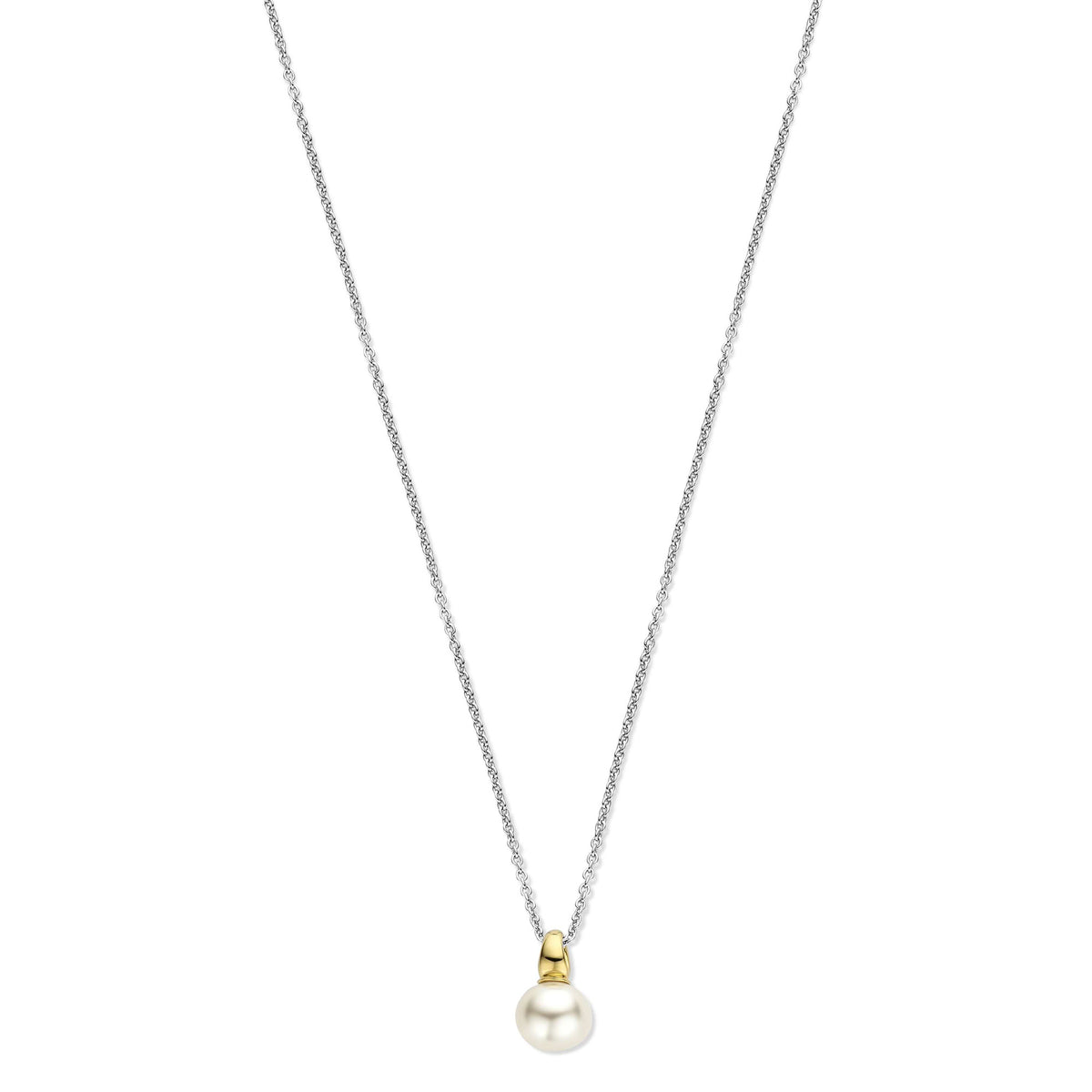 Ti Sento Yellow Gold Plated Synthetic Pearl Drop Necklace - Michael Jones Jeweller