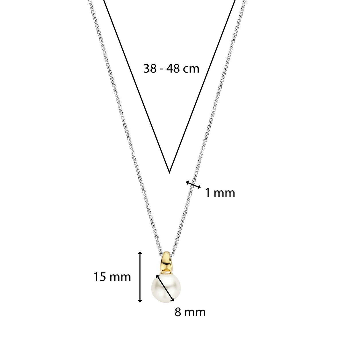 Ti Sento Yellow Gold Plated Synthetic Pearl Drop Necklace - Michael Jones Jeweller