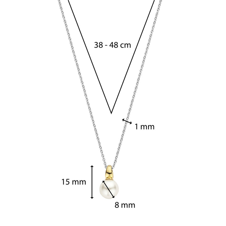 Ti Sento Yellow Gold Plated Synthetic Pearl Drop Necklace