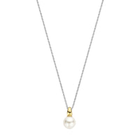 Ti Sento Yellow Gold Plated Synthetic Pearl Drop Necklace - Michael Jones Jeweller