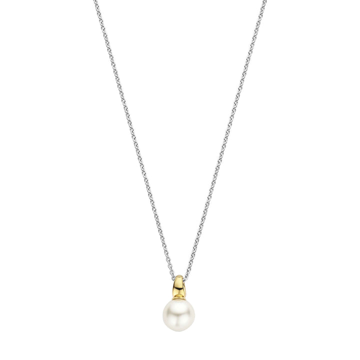 Ti Sento Yellow Gold Plated Synthetic Pearl Drop Necklace 34037YP