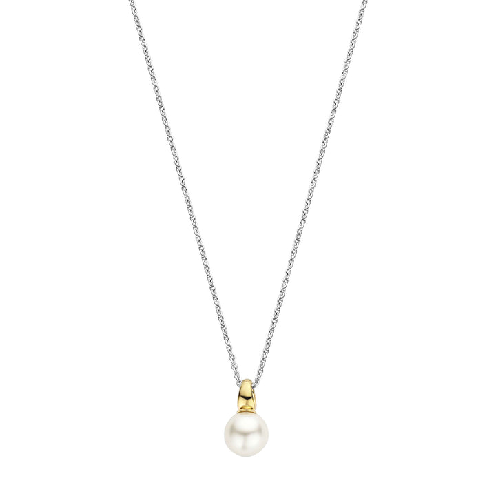 Ti Sento Yellow Gold Plated Synthetic Pearl Drop Necklace