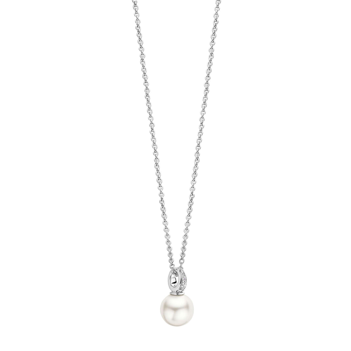 Ti Sento Synthetic Pearl Cubic Zirconia Drop Necklace - Michael Jones Jeweller