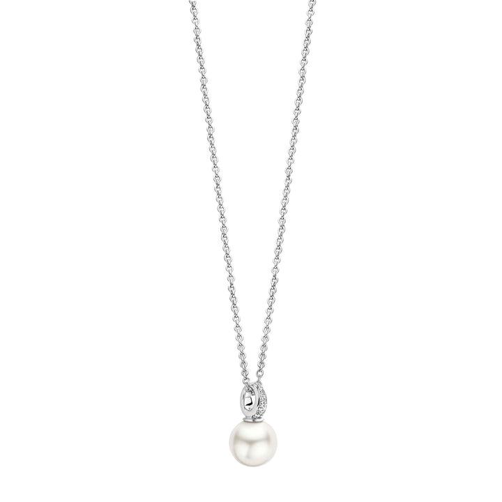 Ti Sento Synthetic Pearl Cubic Zirconia Drop Necklace 34038PW
