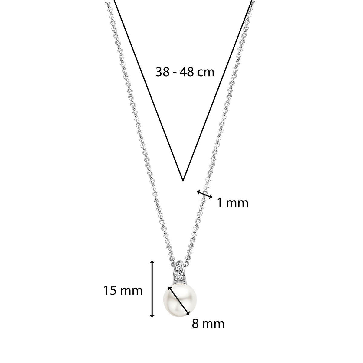 Ti Sento Synthetic Pearl Cubic Zirconia Drop Necklace - Michael Jones Jeweller