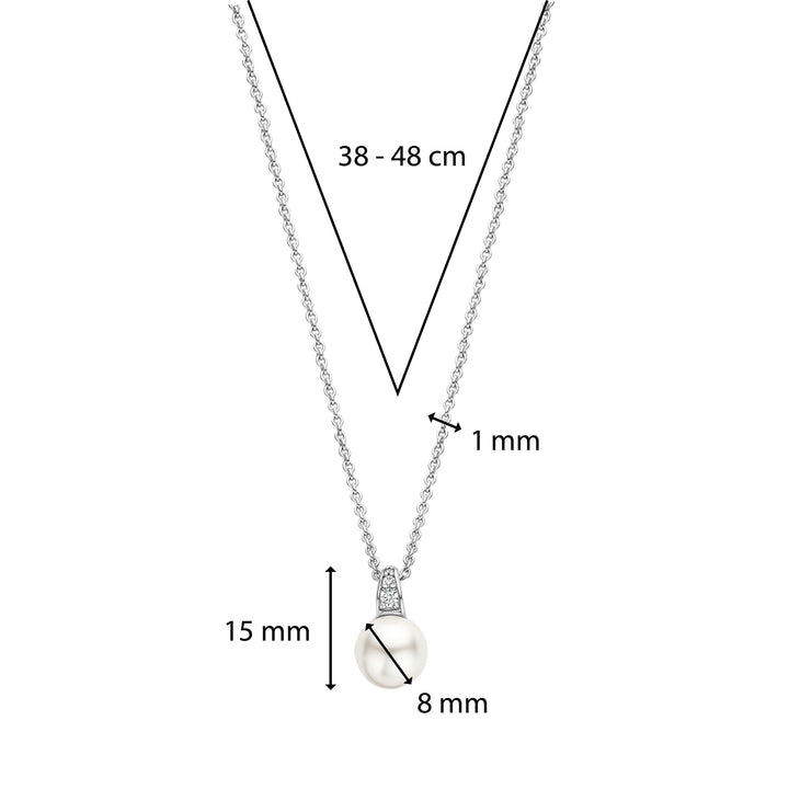 Ti Sento Synthetic Pearl Cubic Zirconia Drop Necklace - Michael Jones Jeweller
