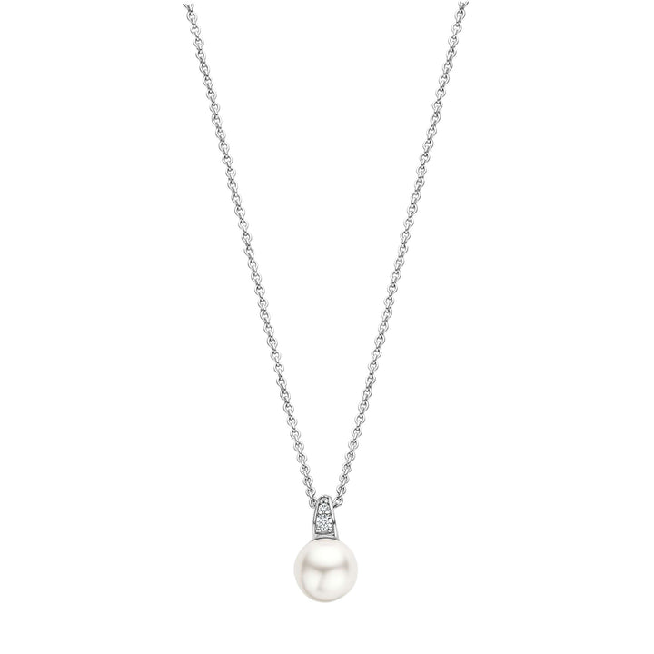 Ti Sento Synthetic Pearl Cubic Zirconia Drop Necklace 34038PW