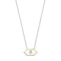 Ti Sento Yellow Gold Plated Mother of Pearl White and Nude Pink Hexagonal Necklace