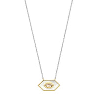 Ti Sento Yellow Gold Plated Mother of Pearl White and Nude Pink Hexagonal Necklace