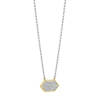 Ti Sento Yellow Gold Plated Pavé Cubic Zirconia Hexagonal Necklace