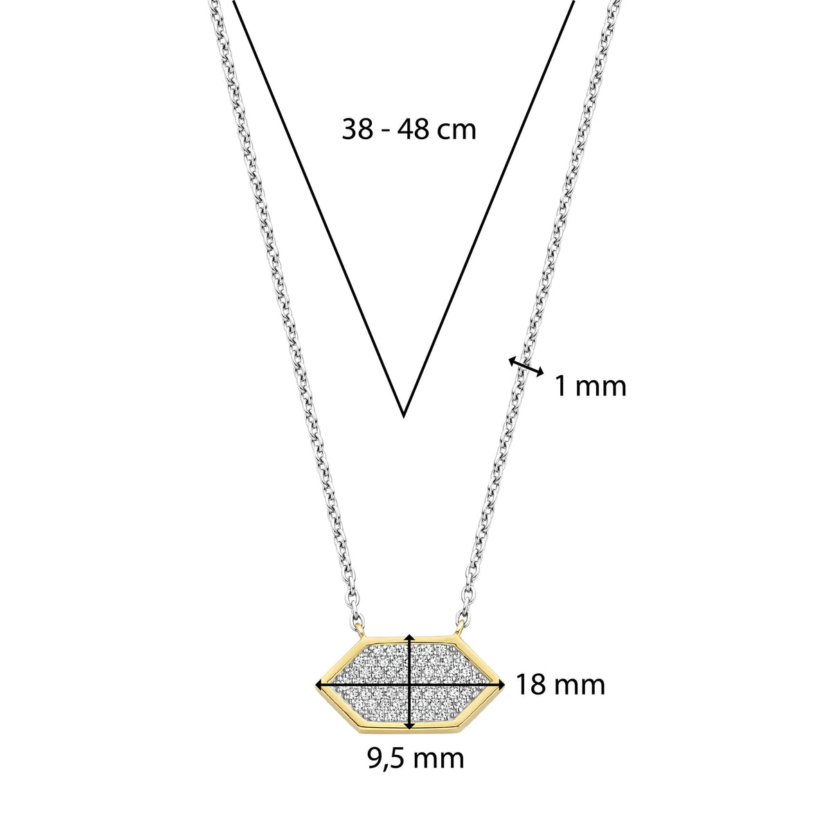 Ti Sento Yellow Gold Plated Pavé Cubic Zirconia Hexagonal Necklace - Michael Jones Jeweller