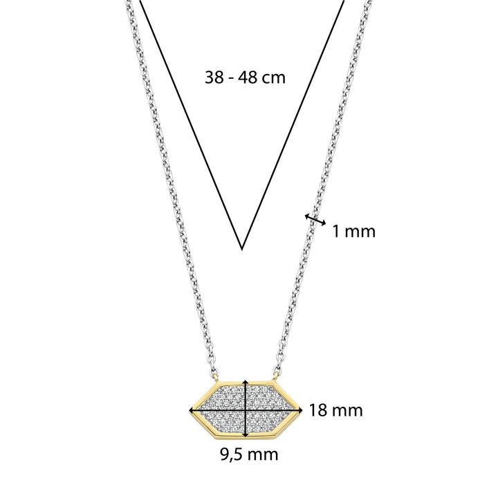 Ti Sento Yellow Gold Plated Pavé Cubic Zirconia Hexagonal Necklace