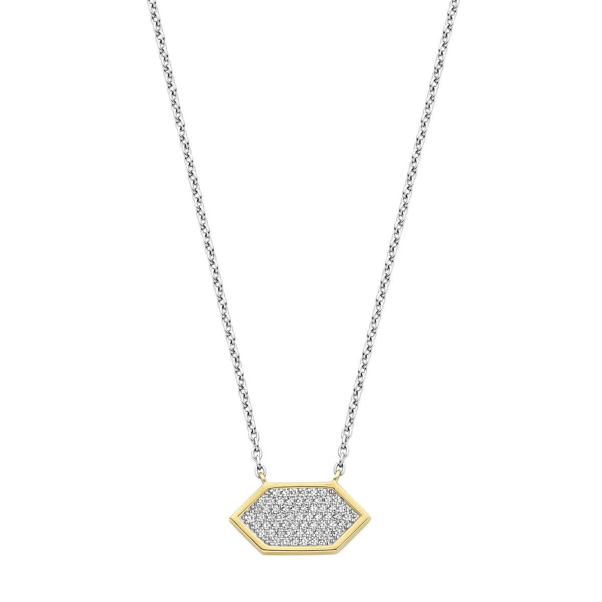 Ti Sento Yellow Gold Plated Pavé Cubic Zirconia Hexagonal Necklace - Michael Jones Jeweller
