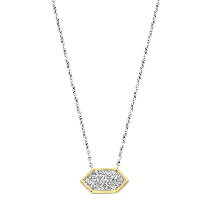 Ti Sento Yellow Gold Plated Pavé Cubic Zirconia Hexagonal Necklace 34040ZY