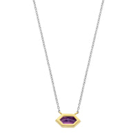Ti Sento Yellow Gold Plated Amethyst Purple Hexagonal Necklace