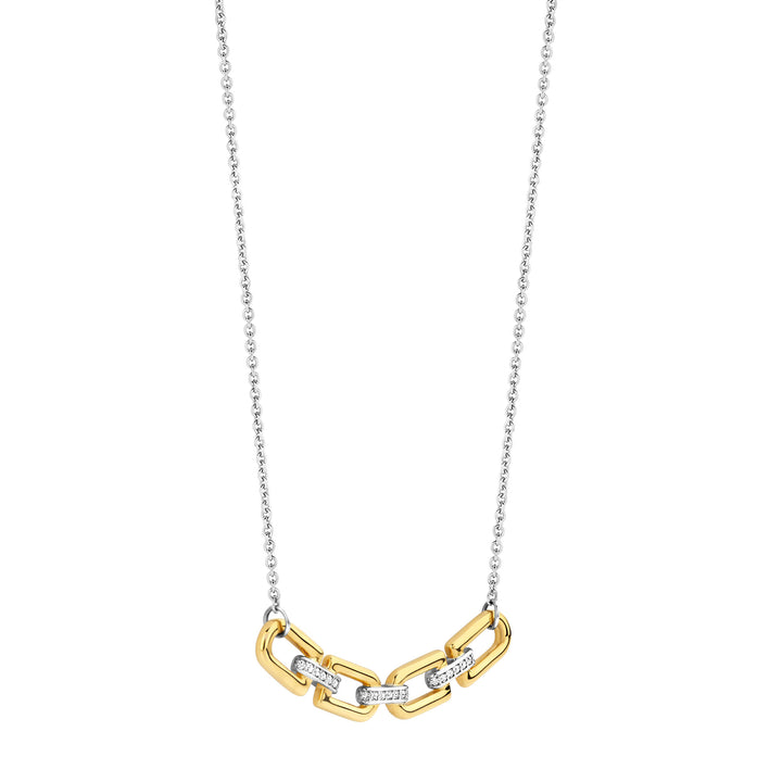 Ti Sento Yellow Gold Plated Cubic Zirconia D-Link Necklace 34044ZY
