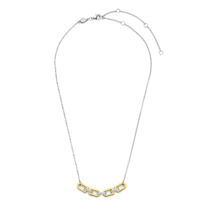 Ti Sento Yellow Gold Plated Cubic Zirconia D-Link Necklace