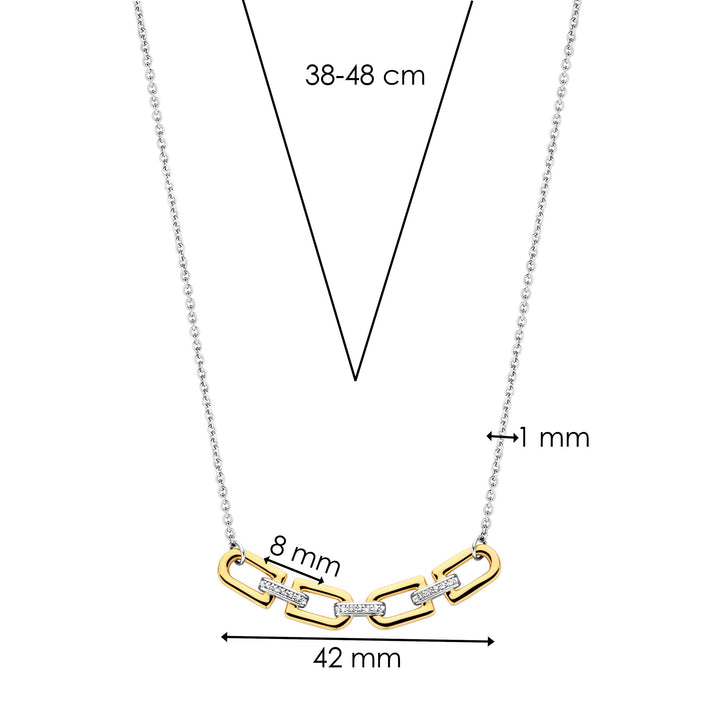 Ti Sento Yellow Gold Plated Cubic Zirconia D-Link Necklace