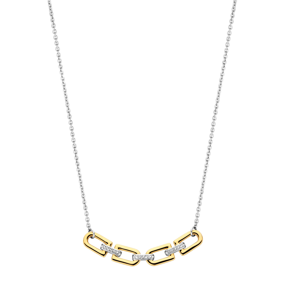 Ti Sento Yellow Gold Plated Cubic Zirconia D-Link Necklace - Michael Jones Jeweller