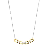 Ti Sento Yellow Gold Plated Cubic Zirconia D-Link Necklace