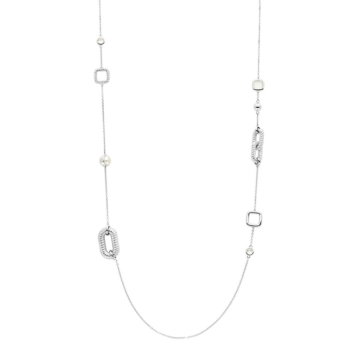 Ti Sento Synthetic Pearl and Mother of Pearl White Rope Link Necklace - Michael Jones Jeweller