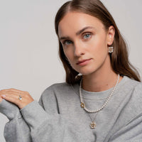 Ti Sento Yellow Gold Plated Synthetic Pearl and Cubic Zirconia Necklace - Michael Jones Jeweller