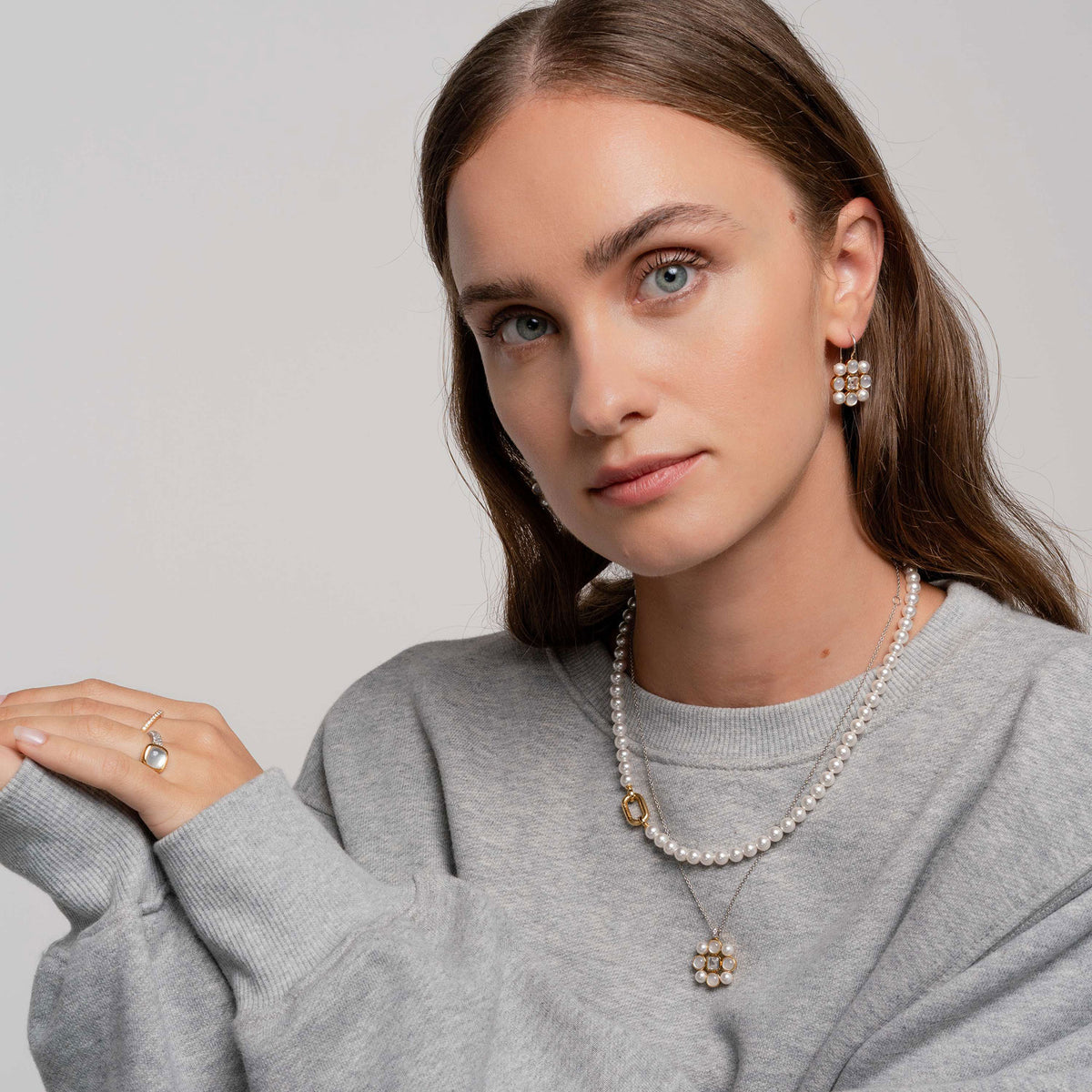Ti Sento Yellow Gold Plated Synthetic Pearl and Cubic Zirconia Necklace - Michael Jones Jeweller