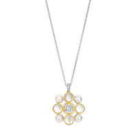 Ti Sento Yellow Gold Plated Synthetic Pearl and Cubic Zirconia Necklace - Michael Jones Jeweller