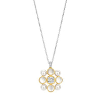 Ti Sento Yellow Gold Plated Synthetic Pearl and Cubic Zirconia Necklace