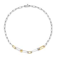 Ti Sento Yellow Gold Plated Cubic Zirconia Safety Pin Linked Necklace - Michael Jones Jeweller