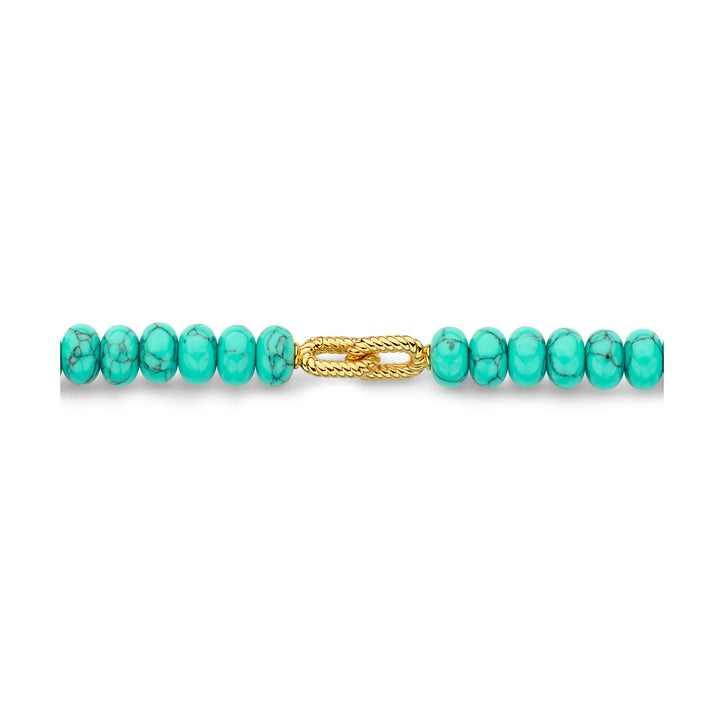 Ti Sento Yellow Gold Plated Turquoise Blue Bead Necklace