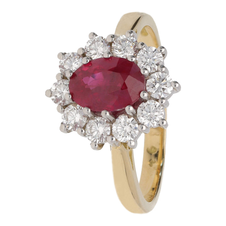 Ruby and Diamond 18ct White Gold Cluster Ring